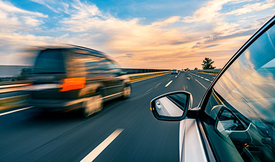 electric vehicles on a highway